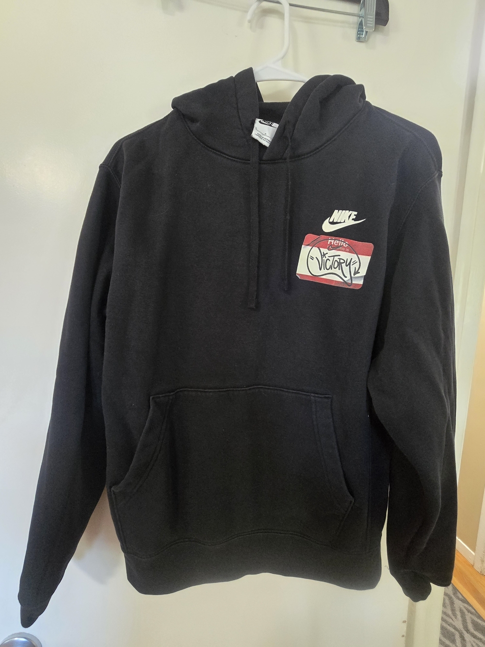 Nike Sportswear Just Do It Graphic Hoodie Black Pullover Sweatshirt Size Small